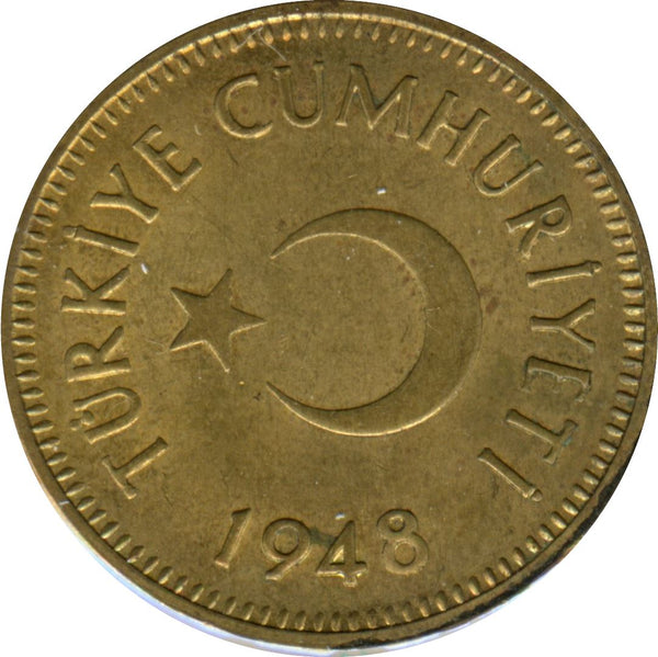 Turkey Coin Turkish 25 Kurus | Moon Star | Istanbul | KM886 | 1948 - 1956