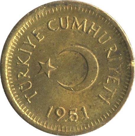 Turkey Coin Turkish 5 Kurus | Moon Star | Istanbul | KM887 | 1949 - 1957