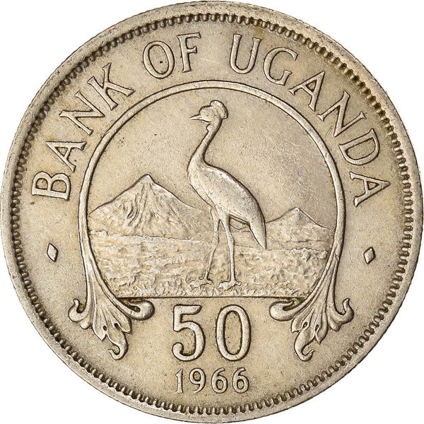 Uganda | 50 Cents Coin | Grey Crowned Crane | KM4 | 1966 - 1974