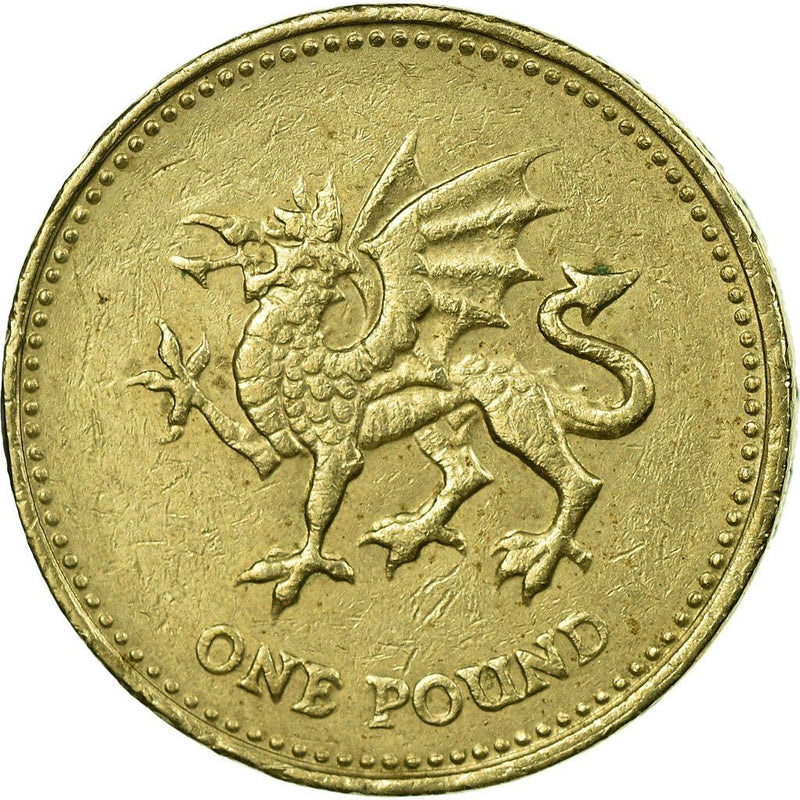 United Kingdom | 1 Pound Coin | Elizabeth II | 3rd portrait | Welsh Dragon | 1995