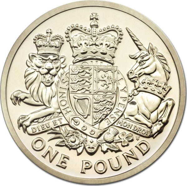 United Kingdom 1 Pound Coin | Elizabeth II 5th portrait | Royal Arms | 2015