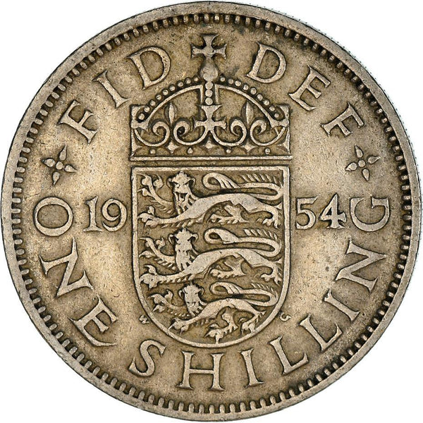 United Kingdom 1 Shilling - Elizabeth II English shield | no 'BRITT:OMN' | Coin KM904 1954 - 1970
