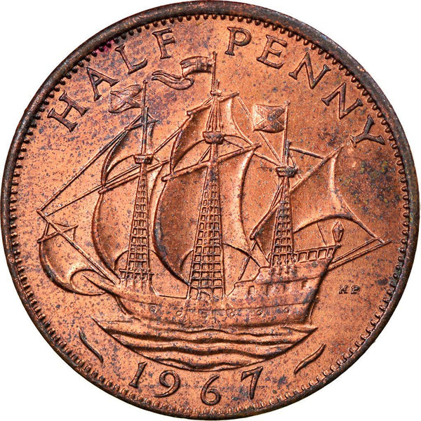 United Kingdom ½ Penny - Elizabeth II 1st portrait | without 'BRITT:OMN' | Coin KM896 1954 - 1970