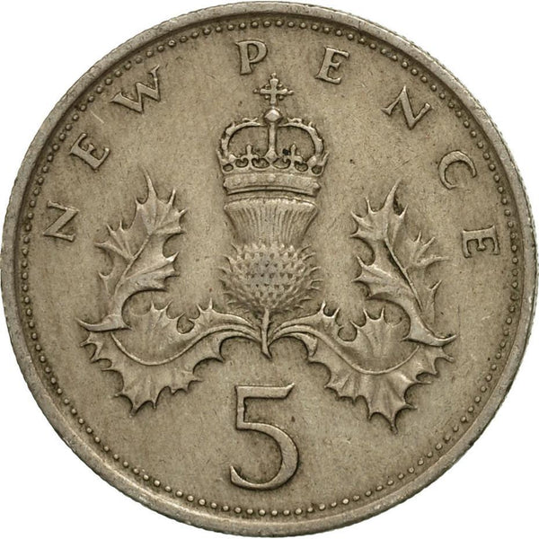 United Kingdom 5 New Pence - Elizabeth II 2nd portrait | Coin KM911 1968 - 1981