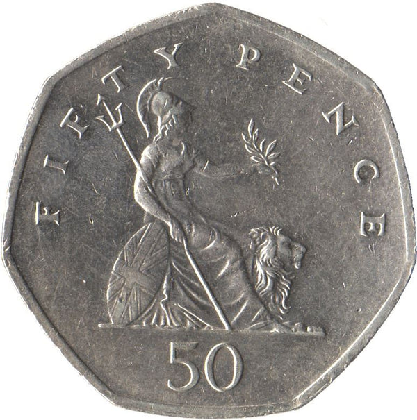 United Kingdom | 50 Pence Coin | Elizabeth II | 3rd portrait | Large type | 1985 - 1997