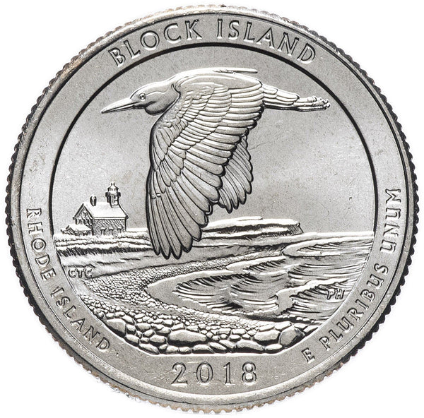 United States Coin American ¼ Dollar | George Washington | Black-crowned Night-heron | Cow Cove Beach | KM673 | 2018