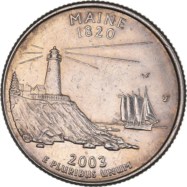 United States Coin American ¼ Dollar | George Washington | Maine | Pemaquid Point Lighthouse | KM345 | 2003