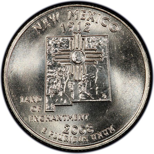 United States Coin American ¼ Dollar | George Washington | New Mexico | Zia Sun | KM422 | 2008