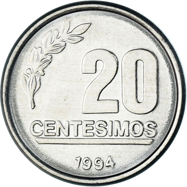 Uruguay | 20 Centesimos Coin | Jose Gervasio Artigas | KM105 | 1994