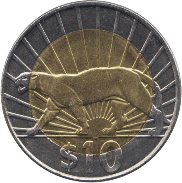 Uruguay Coin 	Uruguayan 10 Pesos | Puma | Cougar | KM134 | 2011 - 2015