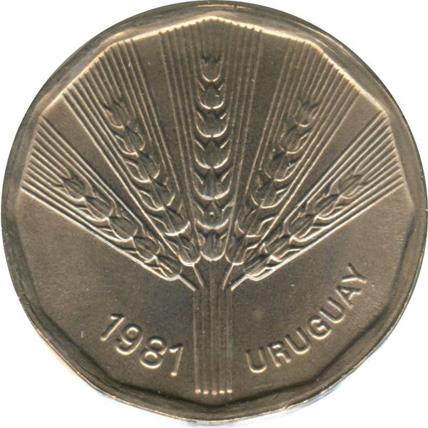 Uruguay Coin 	Uruguayan 2 Nuevos Pesos | FAO | Wheat Ears | KM77 | 1981