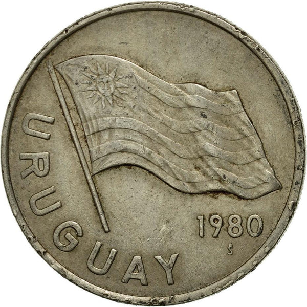 Uruguay Coin 	Uruguayan 5 Nuevos Pesos | Erythrina cristagalli Coral | KM75 | 1980 - 1981