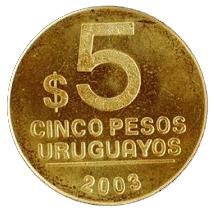 Uruguay Coin 	Uruguayan 5 Pesos | Joe Gervasio Artigas | KM120 | 2003 - 2008