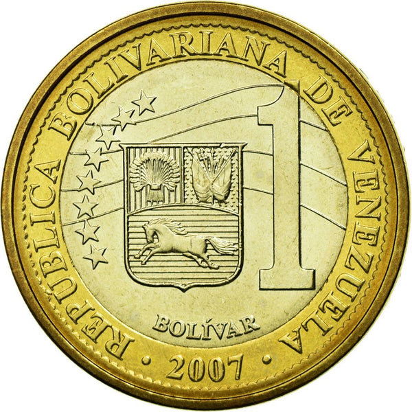 Venezuela | 1 Bolivar Coin | Palomo Horse | Simon Bolivar | KM93 | 2007 - 2012