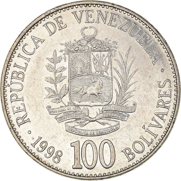 Venezuela | 100 Bolivares Coin | Palomo Horse | Simon Bolivar | KM78.1 | 1998