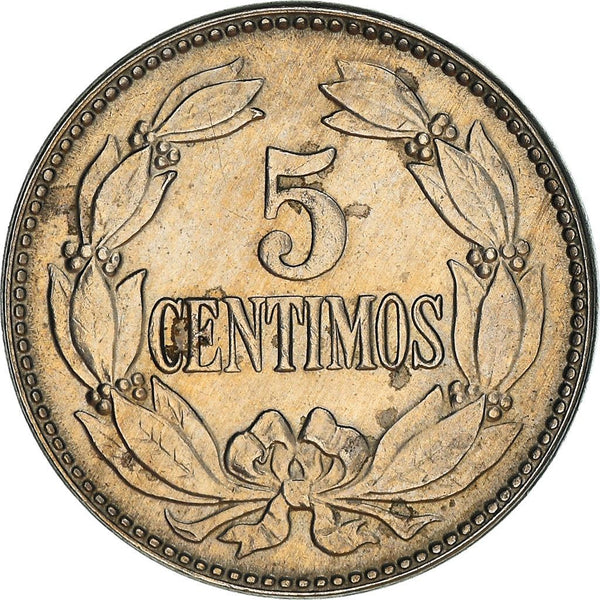 Venezuela | 5 Centimos Coin | Palomo Horse | Wreath | KM29a | 1945 - 1948