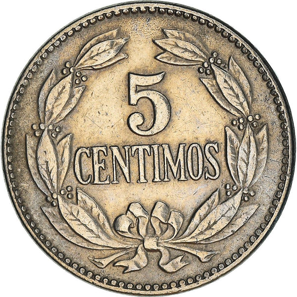 Venezuela | 5 Centimos Coin | Palomo Horse | Wreath | KM38.1 | 1958