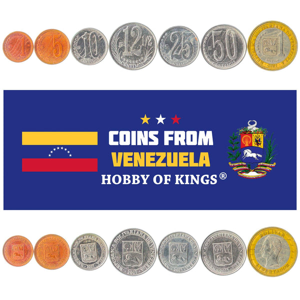 Venezuelan 7 Coin Set 1 5 10 12½ 25 50 Céntimos 1 Bolívar | Horse | Simón Bolívar | Stars | 2007 - 2012