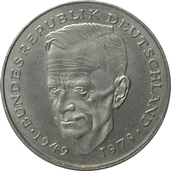 West German 2 Deutsche Mark Coin | Kurt Schumacher | KM149 | 1979 - 1993