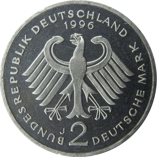 West German 2 Deutsche Mark Coin | Ludwig Erhard | KM170 | 1988 - 2001