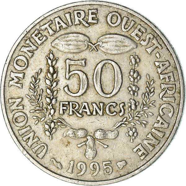 Western African States | 50 Francs Coin | Sawfish | Beans | Grain | Nuts | KM6 | 1972 - 2011