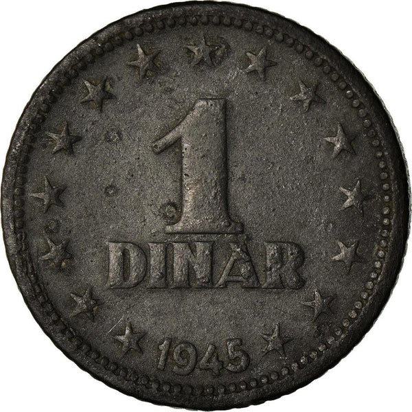 Yugoslavia 1 Dinar Coin | Flame | Stars | KM26 | 1945