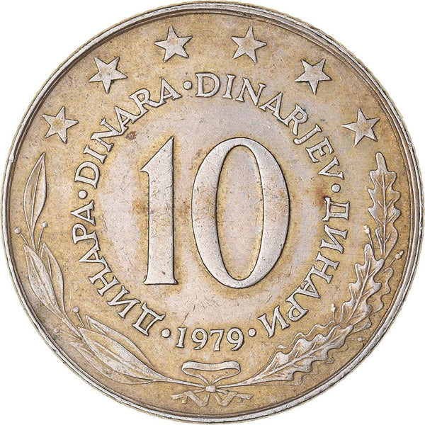 Yugoslavia Coin | 10 Dinara | Flame | Stars | KM62 | 1976 - 1981