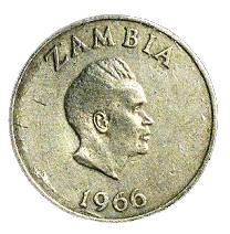 Zambia 1 Shilling Coin | Crowned Hornbill | Kenneth Kaunda | KM7 | 1966
