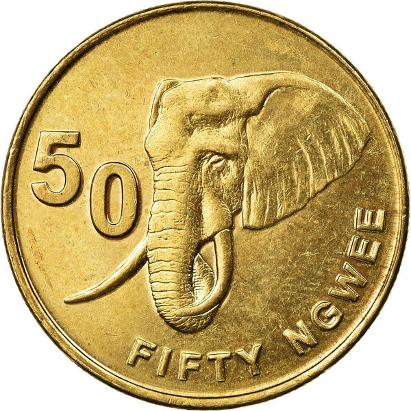 Zambia 50 Ngwee Coin | African Elephant | KM208 | 2012 - 2017