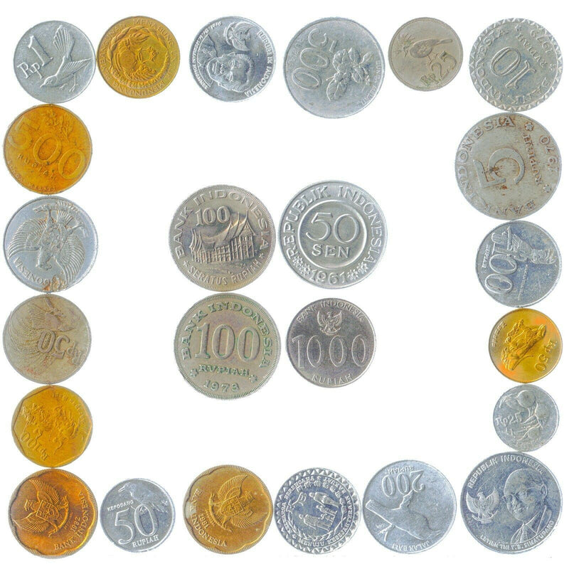 10 Indonesian Coins | Sen Rupiah | Bird of Paradise | Komodo dragon lizard | Garuda Pancasila | 1965 - 2022