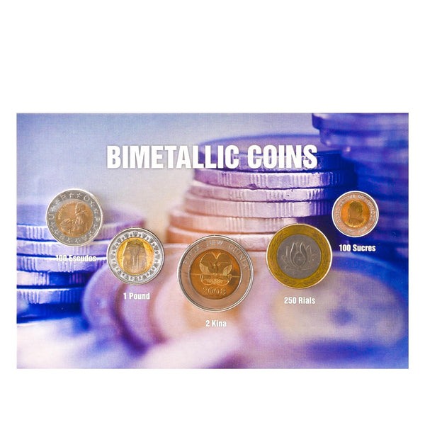 5 Bimetallic Coin Set | 5 Continents | Egyptian Pharaoh | Portuguese Mathematician | Grenadine | Bird of Paradise