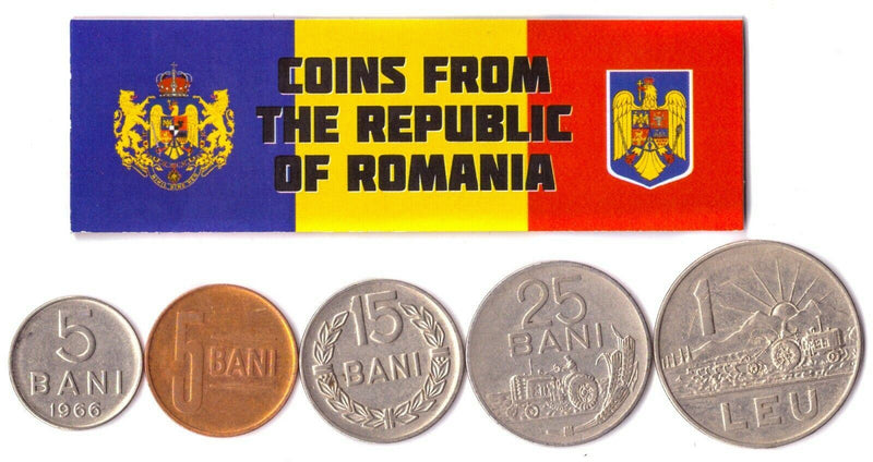 5 Romanian Coins | Mixed Romanian Currency | Bani | Leu | Lei | Socialist Republic