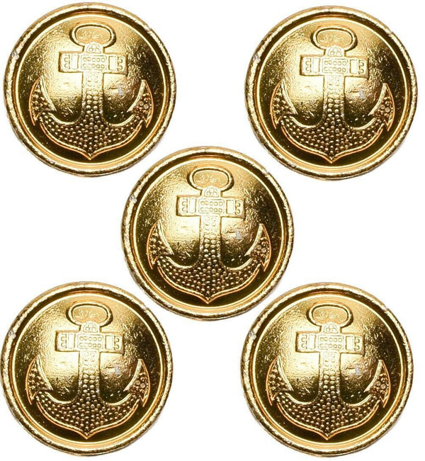 5x Soviet Navy Army Buttons | Gold Anchor | Marine Uniform 27 mm
