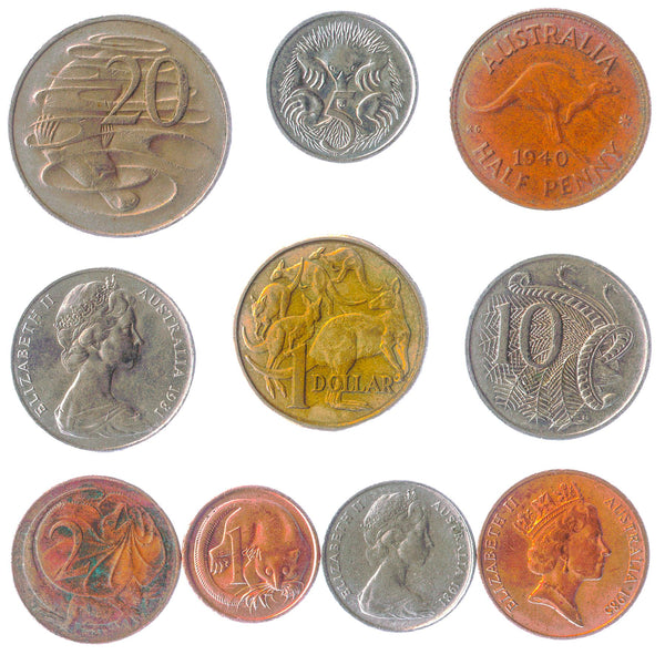 Australia 10 Mixed Coins | Cents | Dollars | Queen Elizabeth II | 1966 - 2020