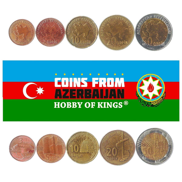 Azerbaijan Coins Mixed Collectible Currency 3 - 50 Qəpik Oil Wells 2006