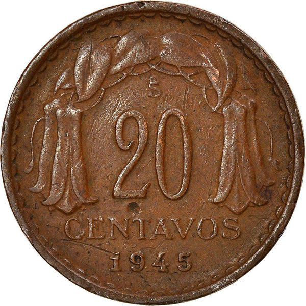 Chile | 20 Centavos Coin | KM177 | 1942 - 1953