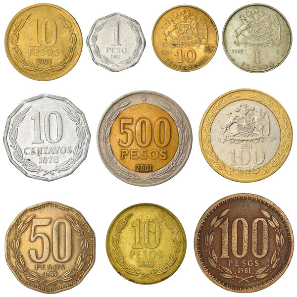 Coins Chile Mixed Collectible Currency Centesimos Escudos Centavos Pesos Chilean Money 1954 - 2021