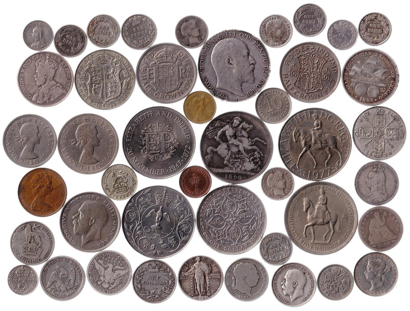 Collection of 44 coins from England | British Colonies | USA | 1820 - 1977