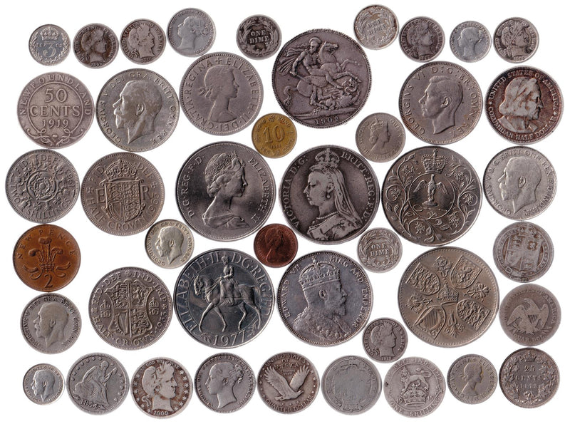 Collection of 44 coins from England | British Colonies | USA | 1820 - 1977