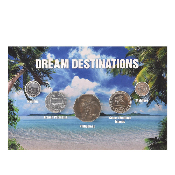 Dream Destinations | 5 Coins | Holiday Paradises | Namibia | French Polynesia | Philippines | Cocos (Keeling Islands) | Maldives