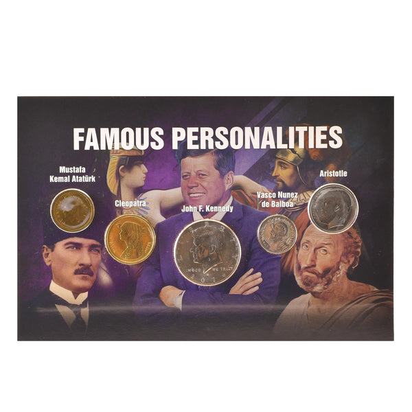 Famous Personalities | 5 Coin Set | Aristotle | Vasco Nunez de Balboa | John F. Kennedy | Cleopatra | Mustafa Kemal Ataturk
