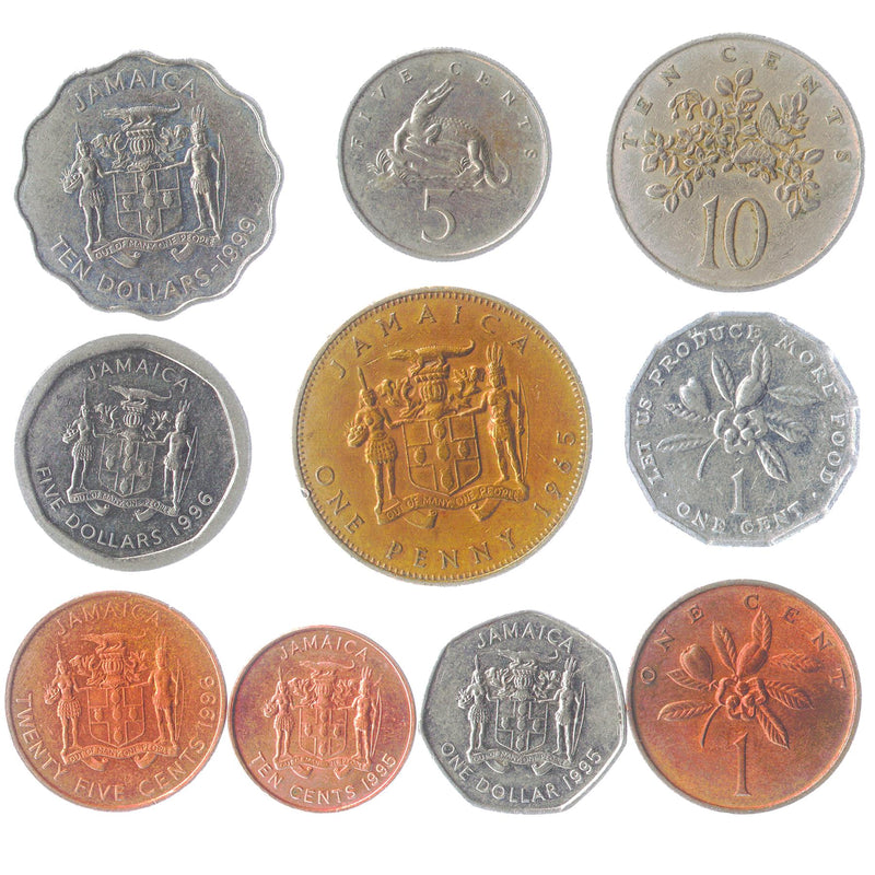 Jamaica 10 Mixed Coins | Cents | Dollars | Queen Elizabeth II | 1969 - 2018