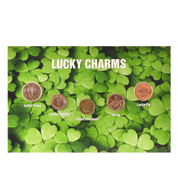 Lucky Coins | 5 Coin Set | Lucky Charms | Pig | Turtle | Trumpet | Tokelau | Vanuatu