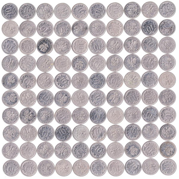 Polish 10 Groszy | 100 Coins | Eagle | Poland | 1990 - 2016