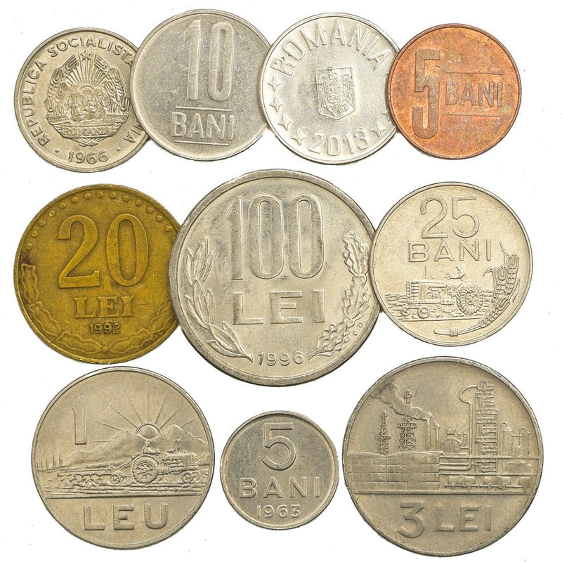 Romania 10 Mixed Coins |Romanian Currency | Lei | Leu | Ban | Bani | 1948 - 2018