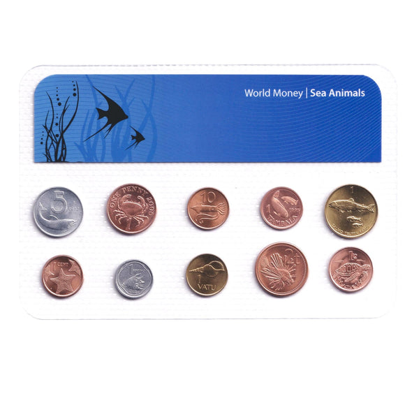 Set 10 Coins Sea Animals | Dolphin | Crab | Bull | Flying Squid | Talapia fish | Trout | Starfish | Triton | Sea Shell | Scorpion fish | Turtle
