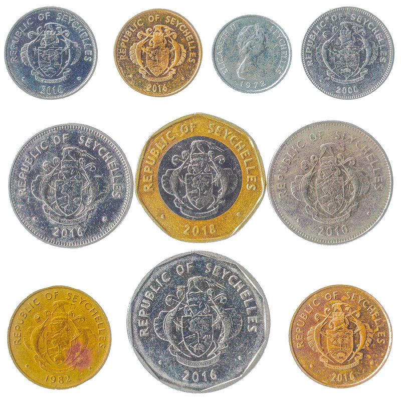 Seychelles 10 Mixed Coins | Cents | Rupees | Exotic Sea Animals| 1972 - 2021