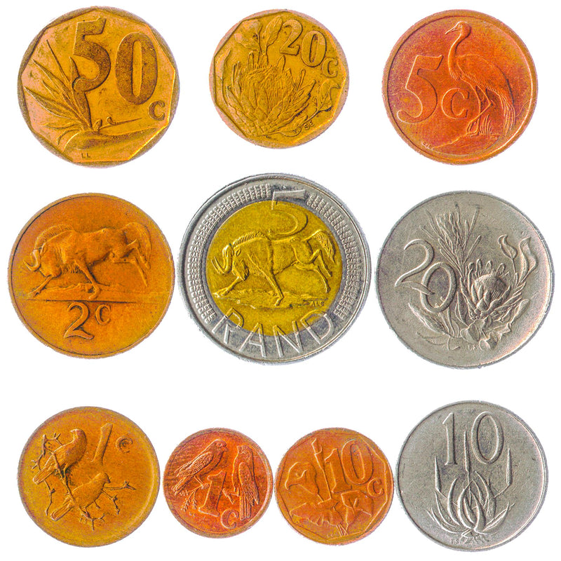 South Africa 10 Mixed Coins Cents | Rands | Flora and Fauna | Animals and Plants | 1961 - 2022