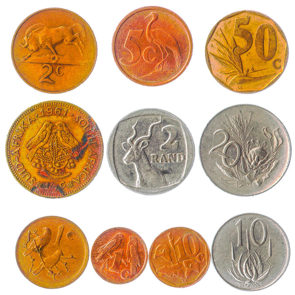 South Africa 10 Mixed Coins Cents | Rands | Flora and Fauna | Animals and Plants | 1961 - 2022