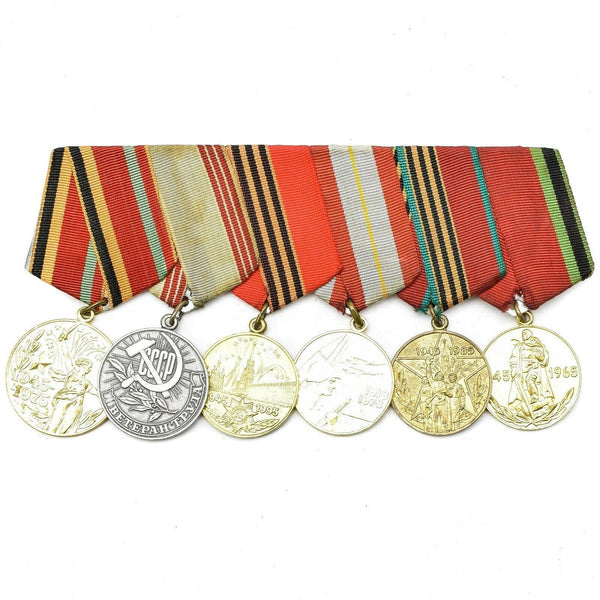 Soviet Russian Set 6 Medals With Ribbons Military WW2 Veteran Awards Army Badges